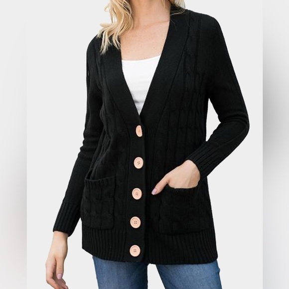 Trendi Lady Sweaters - Black Cardigan